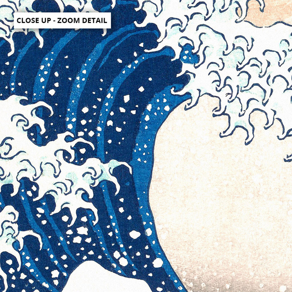 KATSUSHIKA HOKUSAI | The Great Wave off Kanagawa - Art Print, Poster, Stretched Canvas or Framed Wall Art, Close up View of Print Resolution