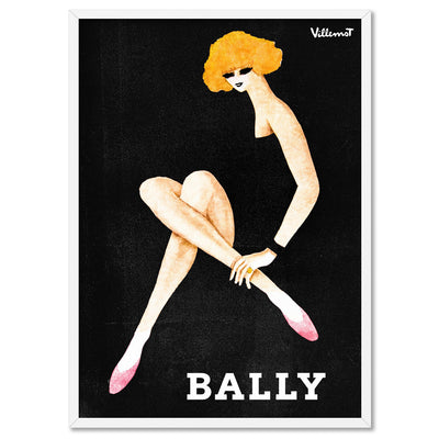 Bernard Villemot | Bally Blonde in Sketch Grainy Effect - Art Print, Poster, Stretched Canvas, or Framed Wall Art Print, shown in a white frame