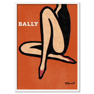 Bernard Villemot | Bally Shoes in Sketch Grainy Effect - Art Print, Poster, Stretched Canvas, or Framed Wall Art Print, shown in a white frame