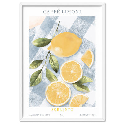 Galleria Del Cibo | Caffe Limoni I - Art Print, Poster, Stretched Canvas, or Framed Wall Art Print, shown in a white frame