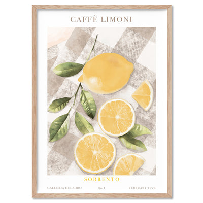 Galleria Del Cibo | Caffe Limoni II - Art Print by Vanessa, Poster, Stretched Canvas, or Framed Wall Art Print, shown in a natural timber frame