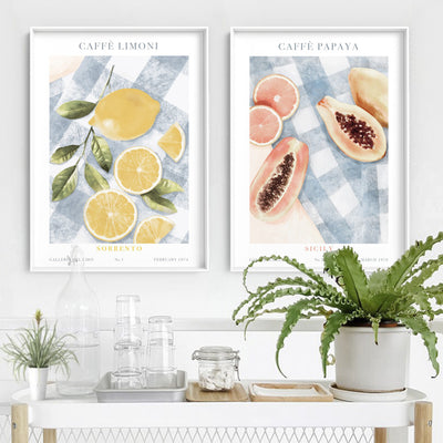 Galleria Del Cibo | Caffe Limoni II - Art Print by Vanessa, Poster, Stretched Canvas or Framed Wall Art, shown framed in a home interior space