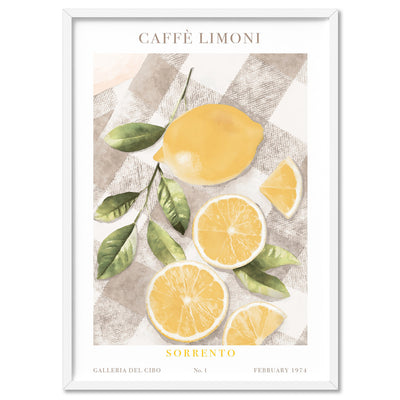 Galleria Del Cibo | Caffe Limoni II - Art Print, Poster, Stretched Canvas, or Framed Wall Art Print, shown in a white frame