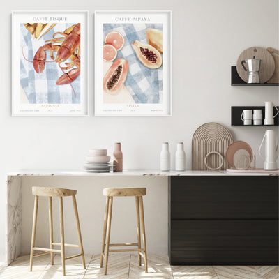 Galleria Del Cibo | Caffe Bisque I - Art Print by Vanessa, Poster, Stretched Canvas or Framed Wall Art, shown framed in a home interior space