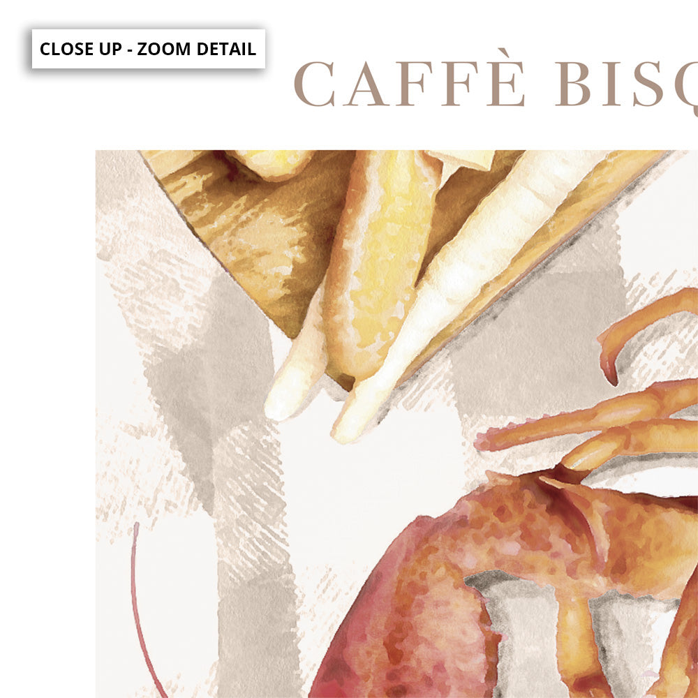 Galleria Del Cibo | Caffe Bisque II - Art Print, Poster, Stretched Canvas or Framed Wall Art, Close up View of Print Resolution