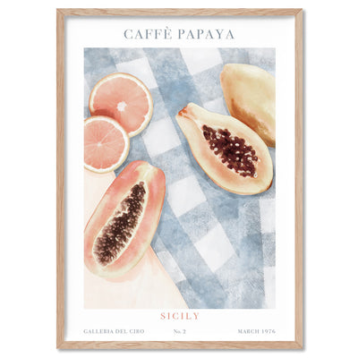 Galleria Del Cibo | Caffe Papaya I - Art Print by Vanessa, Poster, Stretched Canvas, or Framed Wall Art Print, shown in a natural timber frame