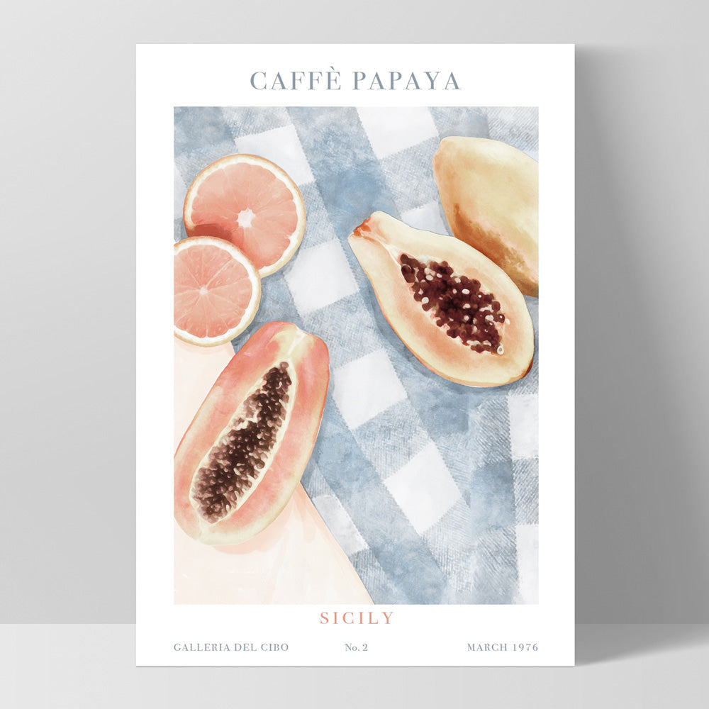 Galleria Del Cibo | Caffe Papaya I - Art Print by Vanessa, Poster, Stretched Canvas, or Framed Wall Art Print, shown as a stretched canvas or poster without a frame