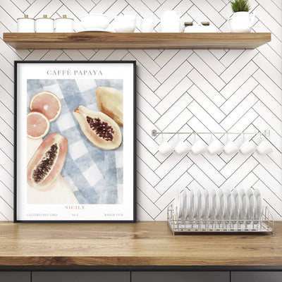 Galleria Del Cibo | Caffe Papaya I - Art Print by Vanessa, Poster, Stretched Canvas or Framed Wall Art Prints, shown framed in a room