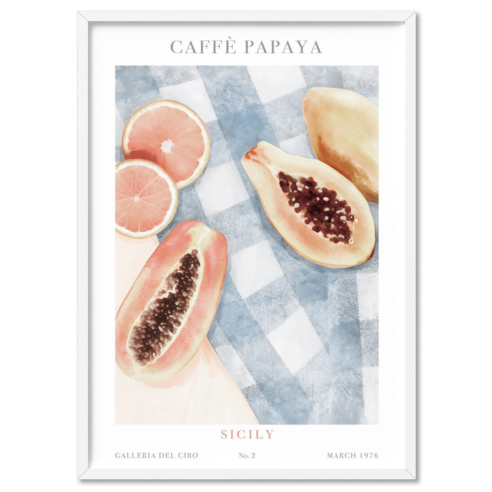 Galleria Del Cibo | Caffe Papaya I - Art Print by Vanessa, Poster, Stretched Canvas, or Framed Wall Art Print, shown in a white frame