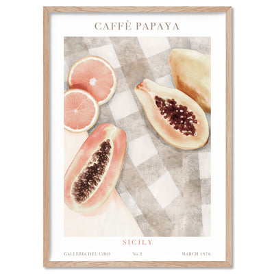 Galleria Del Cibo | Caffe Papaya II - Art Print, Poster, Stretched Canvas, or Framed Wall Art Print, shown in a natural timber frame