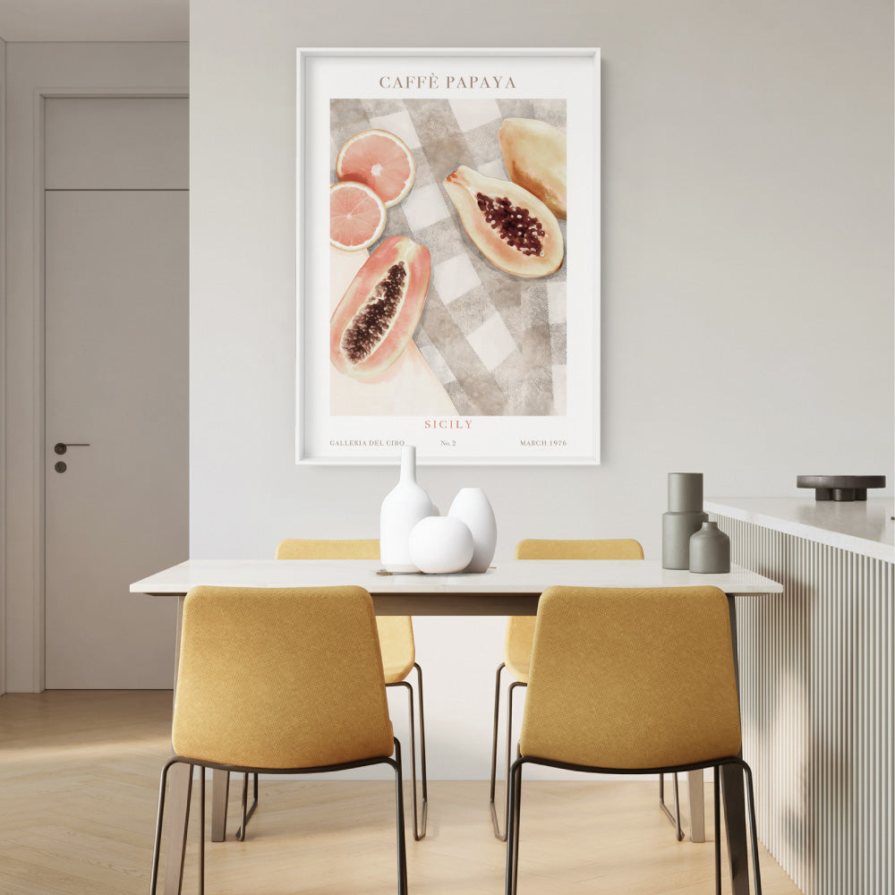 Galleria Del Cibo | Caffe Papaya II - Art Print, Poster, Stretched Canvas or Framed Wall Art Prints, shown framed in a room