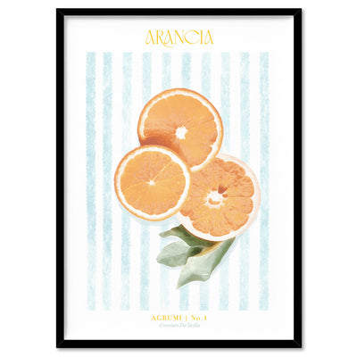 Agrumi No 1 | Orange - Art Print by Vanessa, Poster, Stretched Canvas, or Framed Wall Art Print, shown in a black frame