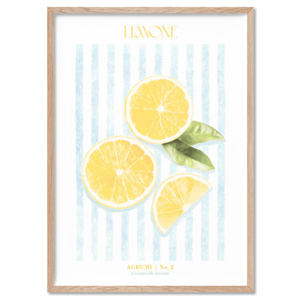 Agrumi No 2 | Lemon - Art Print by Vanessa, Poster, Stretched Canvas, or Framed Wall Art Print, shown in a natural timber frame