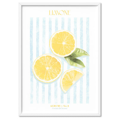 Agrumi No 2 | Lemon - Art Print, Poster, Stretched Canvas, or Framed Wall Art Print, shown in a white frame