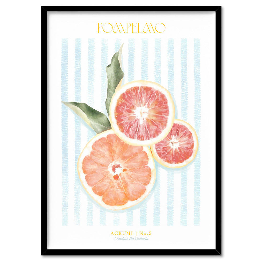 Agrumi No 3 | Grapefruit- Art Print by Vanessa, Poster, Stretched Canvas, or Framed Wall Art Print, shown in a black frame