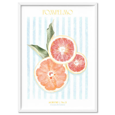 Agrumi No 3 | Grapefruit- Art Print, Poster, Stretched Canvas, or Framed Wall Art Print, shown in a white frame