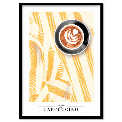 Caffe Cappuccino - Art Print by Vanessa, Poster, Stretched Canvas, or Framed Wall Art Print, shown in a black frame