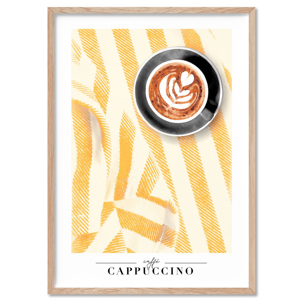 Caffe Cappuccino - Art Print by Vanessa, Poster, Stretched Canvas, or Framed Wall Art Print, shown in a natural timber frame