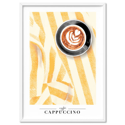Caffe Cappucino - Art Print, Poster, Stretched Canvas, or Framed Wall Art Print, shown in a white frame
