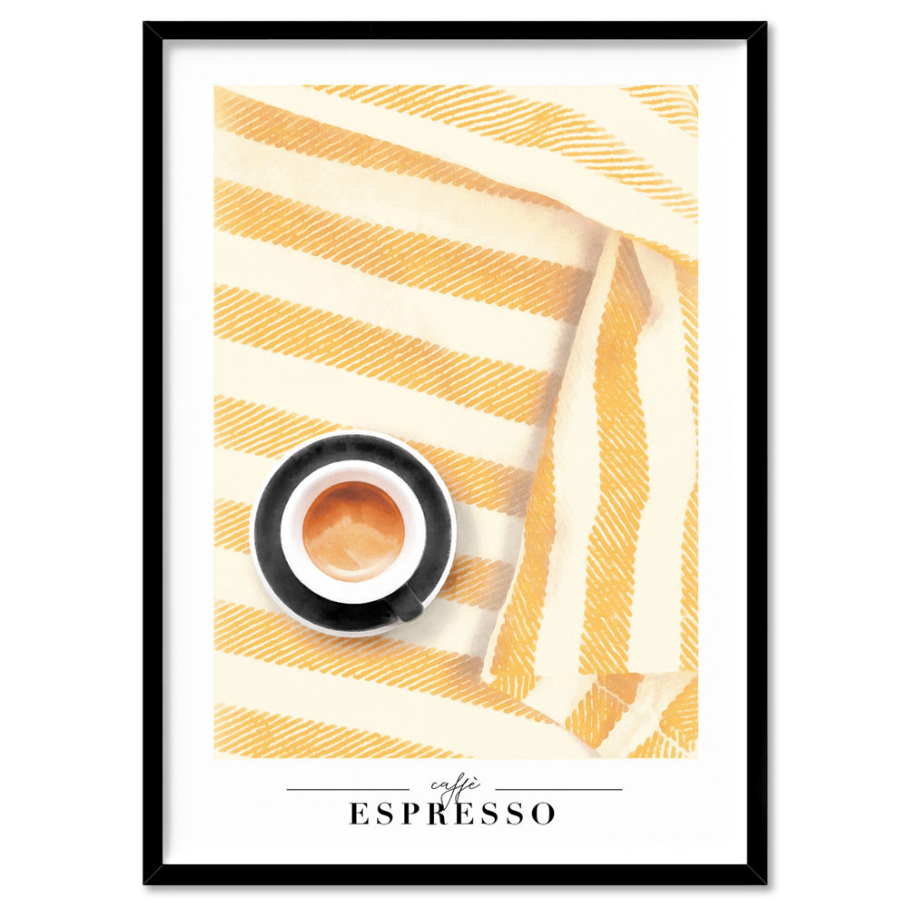 Caffe Espresso - Art Print by Vanessa, Poster, Stretched Canvas, or Framed Wall Art Print, shown in a black frame