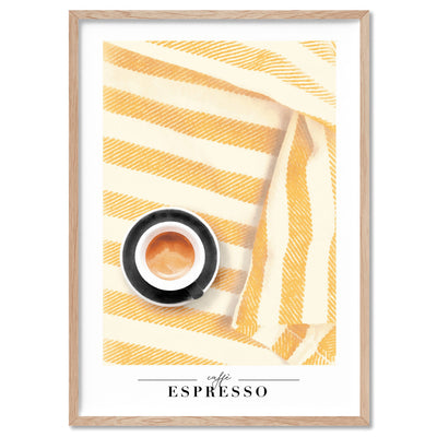 Caffe Espresso - Art Print by Vanessa, Poster, Stretched Canvas, or Framed Wall Art Print, shown in a natural timber frame