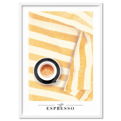 Caffe Espresso - Art Print, Poster, Stretched Canvas, or Framed Wall Art Print, shown in a white frame