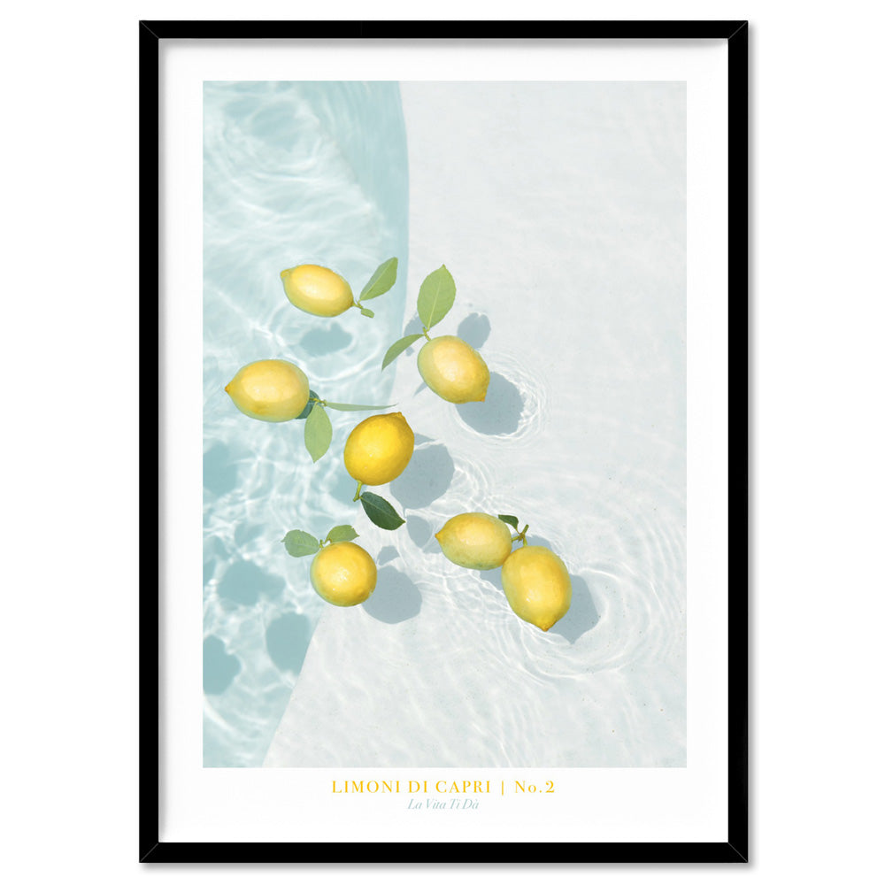 Limoni Di Capri No 2 - Art Print, Poster, Stretched Canvas, or Framed Wall Art Print, shown in a black frame