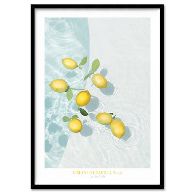 Limoni Di Capri No 2 - Art Print, Poster, Stretched Canvas, or Framed Wall Art Print, shown in a black frame