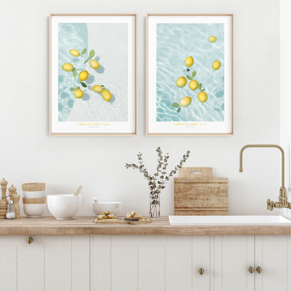 Limoni Di Capri No 2 - Art Print, Poster, Stretched Canvas or Framed Wall Art, shown framed in a home interior space