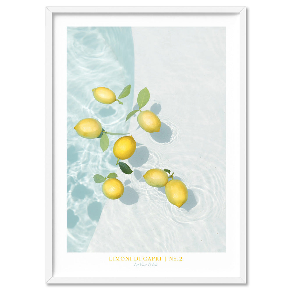 Limoni Di Capri No 2 - Art Print, Poster, Stretched Canvas, or Framed Wall Art Print, shown in a white frame
