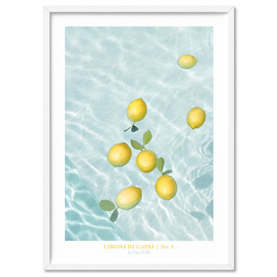 Limoni Di Capri No 1 - Art Print, Poster, Stretched Canvas, or Framed Wall Art Print, shown in a white frame