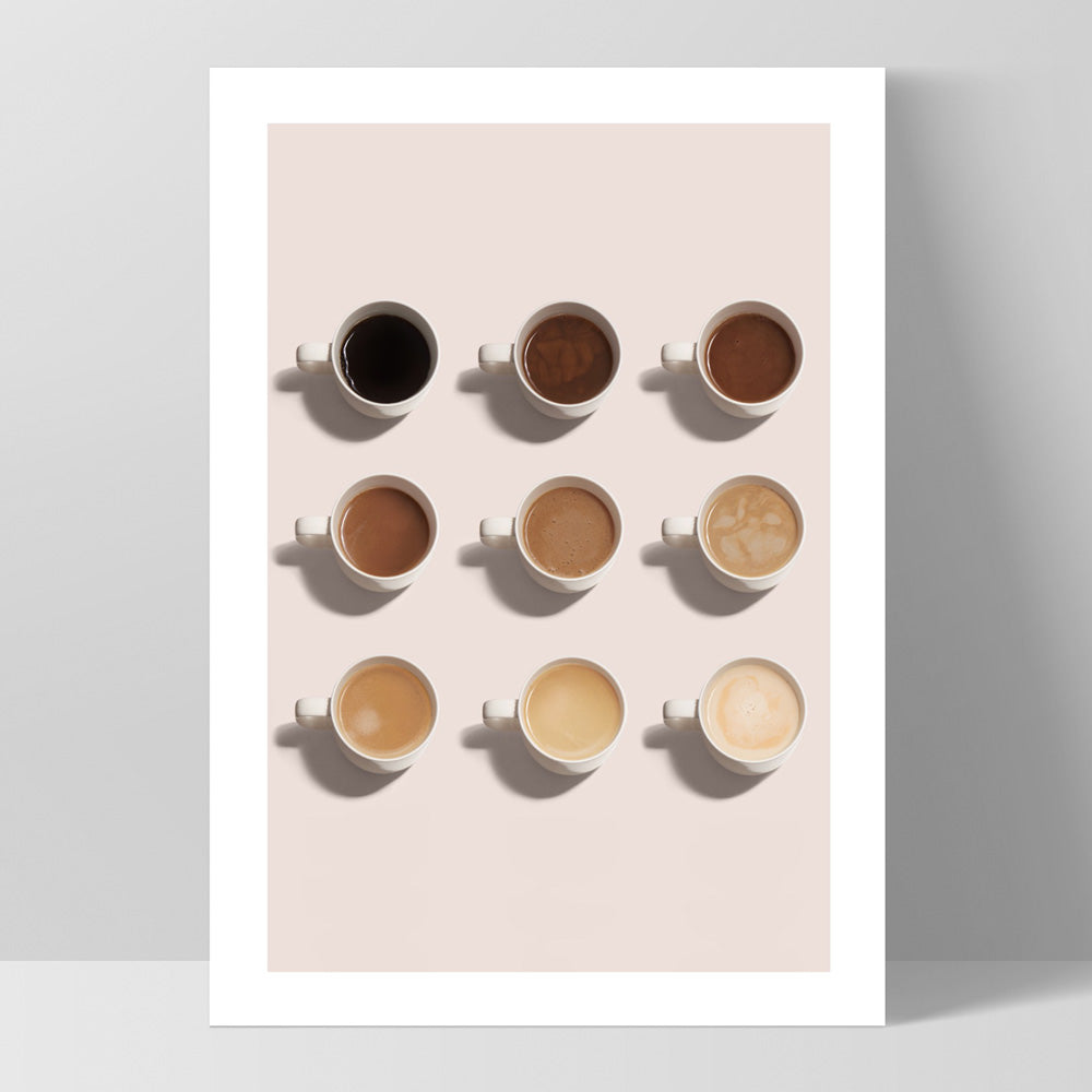 Shades of Coffee - Art Print, Poster, Stretched Canvas, or Framed Wall Art Print, shown as a stretched canvas or poster without a frame