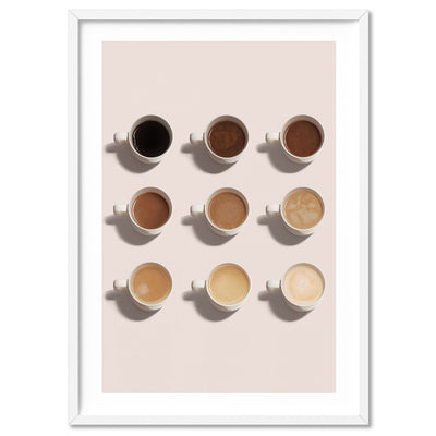 Shades of Coffee - Art Print, Poster, Stretched Canvas, or Framed Wall Art Print, shown in a white frame