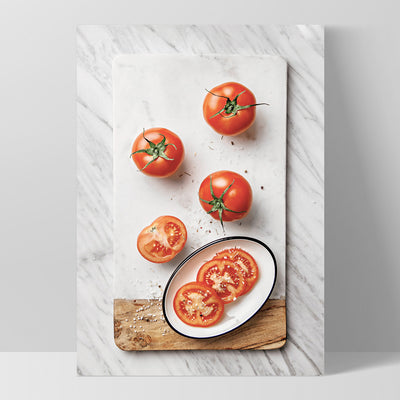 Tomatoes on Stone - Art Print, Poster, Stretched Canvas, or Framed Wall Art Print, shown as a stretched canvas or poster without a frame
