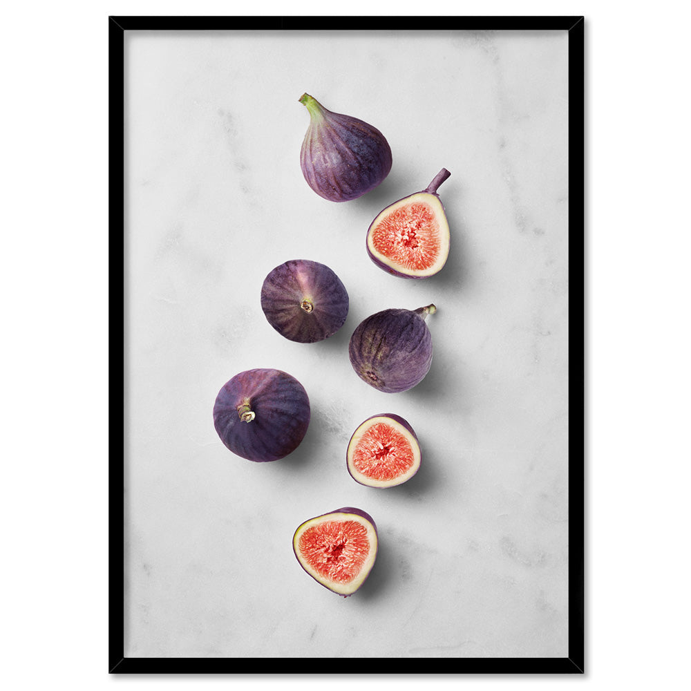 Figs on Stone - Art Print, Poster, Stretched Canvas, or Framed Wall Art Print, shown in a black frame