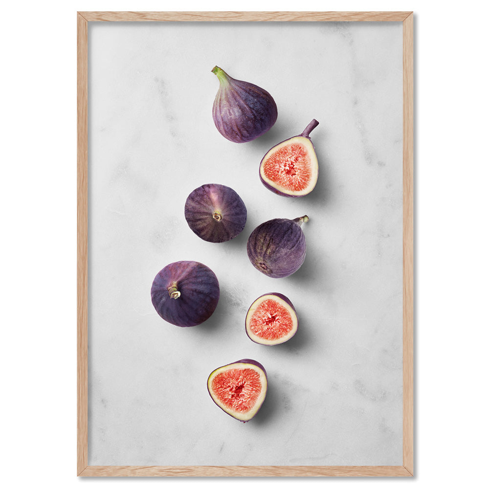 Figs on Stone - Art Print, Poster, Stretched Canvas, or Framed Wall Art Print, shown in a natural timber frame