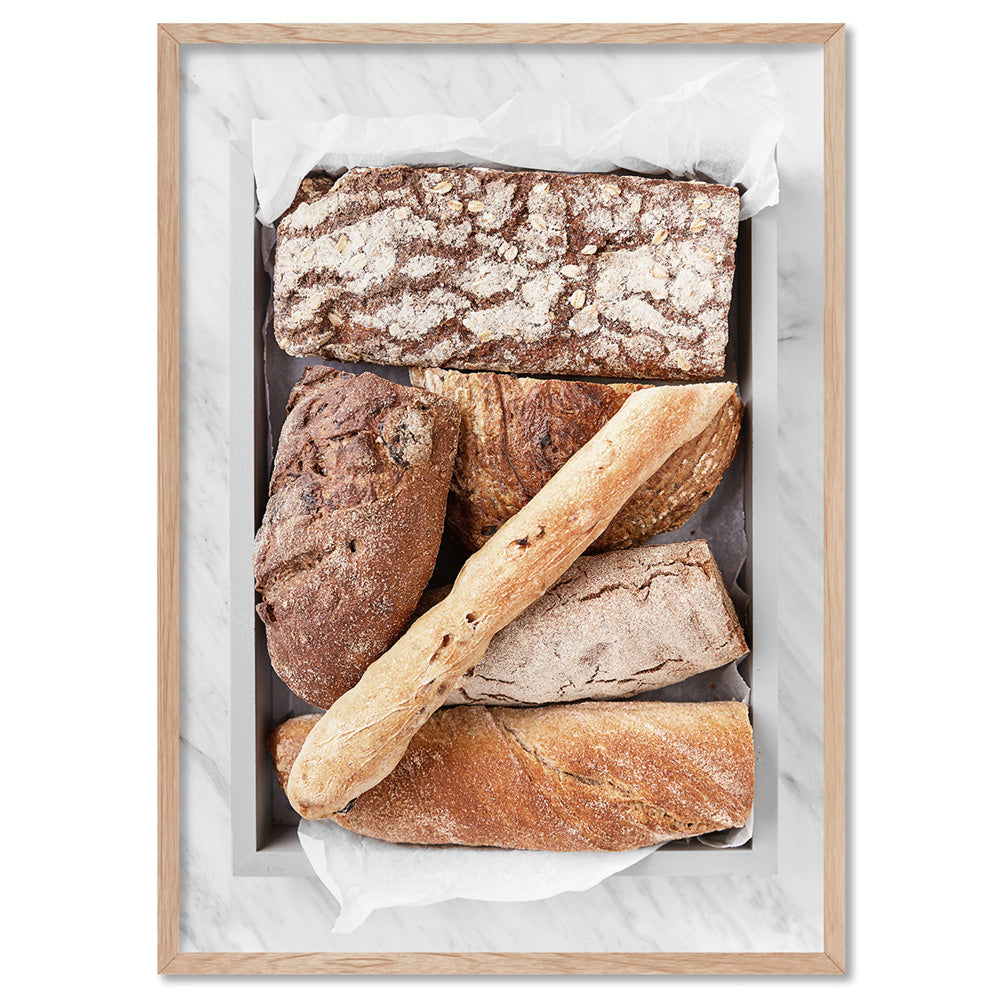 Bread Basket - Art Print, Poster, Stretched Canvas, or Framed Wall Art Print, shown in a natural timber frame
