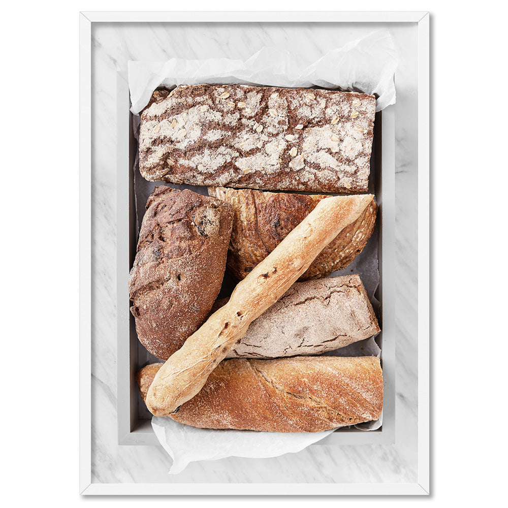 Bread Basket - Art Print, Poster, Stretched Canvas, or Framed Wall Art Print, shown in a white frame