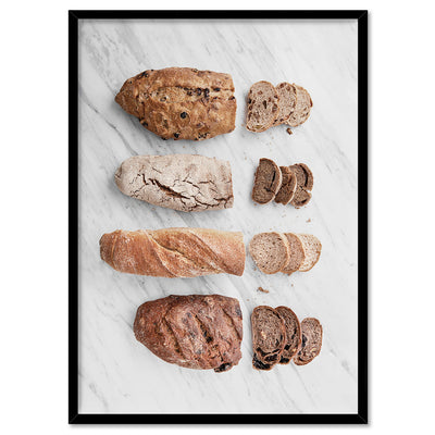 Bread Slices - Art Print, Poster, Stretched Canvas, or Framed Wall Art Print, shown in a black frame