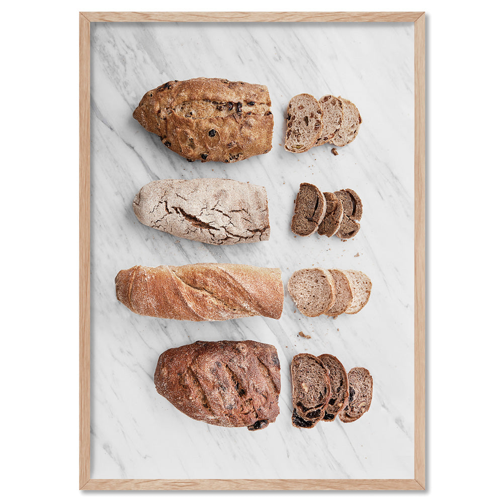 Bread Slices - Art Print, Poster, Stretched Canvas, or Framed Wall Art Print, shown in a natural timber frame