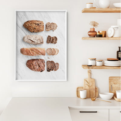 Bread Slices - Art Print, Poster, Stretched Canvas or Framed Wall Art Prints, shown framed in a room