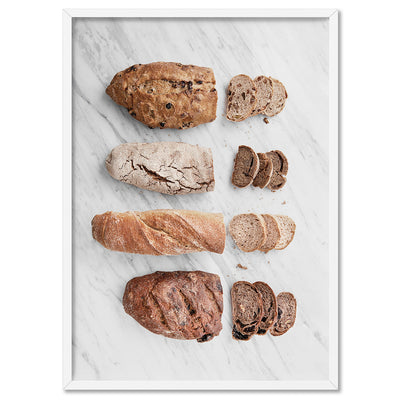 Bread Slices - Art Print, Poster, Stretched Canvas, or Framed Wall Art Print, shown in a white frame