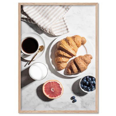 Breakfast in Paris I - Art Print, Poster, Stretched Canvas, or Framed Wall Art Print, shown in a natural timber frame