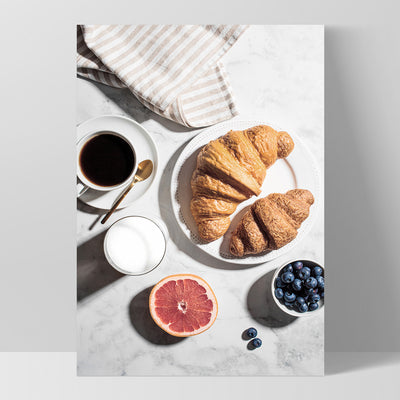 Breakfast in Paris I - Art Print, Poster, Stretched Canvas, or Framed Wall Art Print, shown as a stretched canvas or poster without a frame