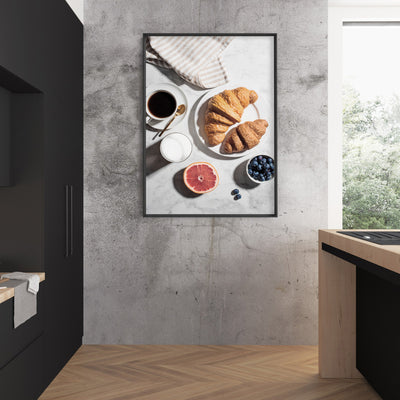 Breakfast in Paris I - Art Print, Poster, Stretched Canvas or Framed Wall Art Prints, shown framed in a room