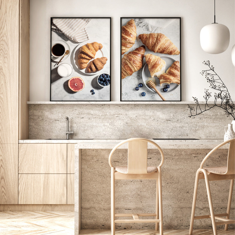 Breakfast in Paris I - Art Print, Poster, Stretched Canvas or Framed Wall Art, shown framed in a home interior space