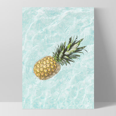 Pineapple Float - Art Print, Poster, Stretched Canvas, or Framed Wall Art Print, shown as a stretched canvas or poster without a frame