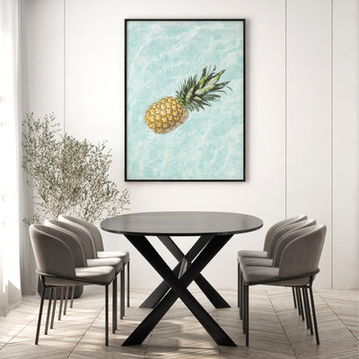 Pineapple Float - Art Print, Poster, Stretched Canvas or Framed Wall Art Prints, shown framed in a room