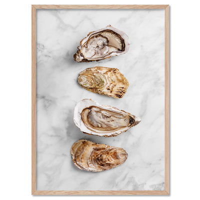 Oysters on Light - Art Print, Poster, Stretched Canvas, or Framed Wall Art Print, shown in a natural timber frame