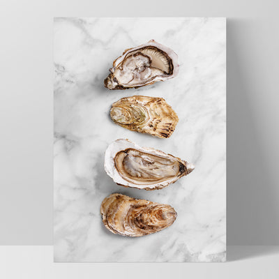 Oysters on Light - Art Print, Poster, Stretched Canvas, or Framed Wall Art Print, shown as a stretched canvas or poster without a frame